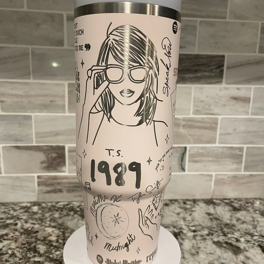 Taylor Swift Stanley Tumbler cup Rose Quartz 40 oz NEW laser engraved pick color - Picture 2 of 15